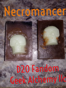 Necromancer D20 Melt and Pour Soap with glow in the dark skull